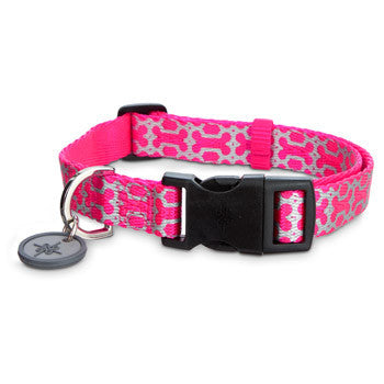 Reflective Pink Bone Comfort Dog Collar